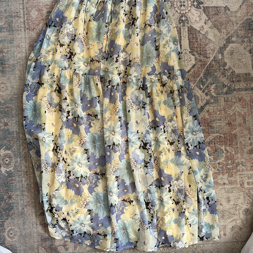 ASTR the Label Floral Midi Dress - Blue and Yellow - Picture 4 of 5